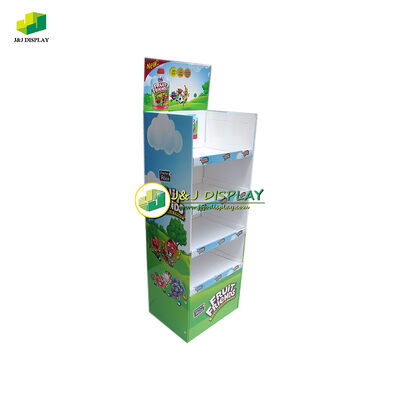 Customized Fruit Juice Display Stand FSDU Retail Shelf Rack Drinks Floor Display Stand